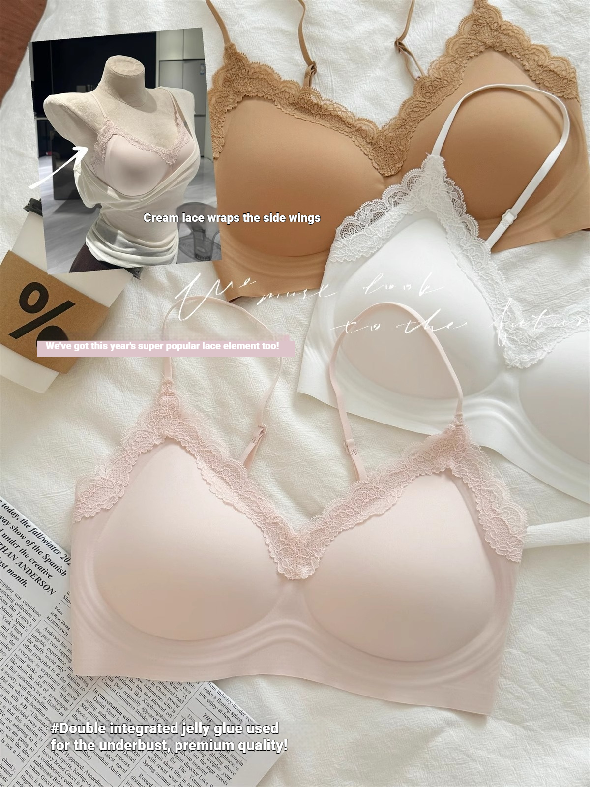 French Style Lace Bralette Fem - огляд і ціна Bralette Wireless Soft