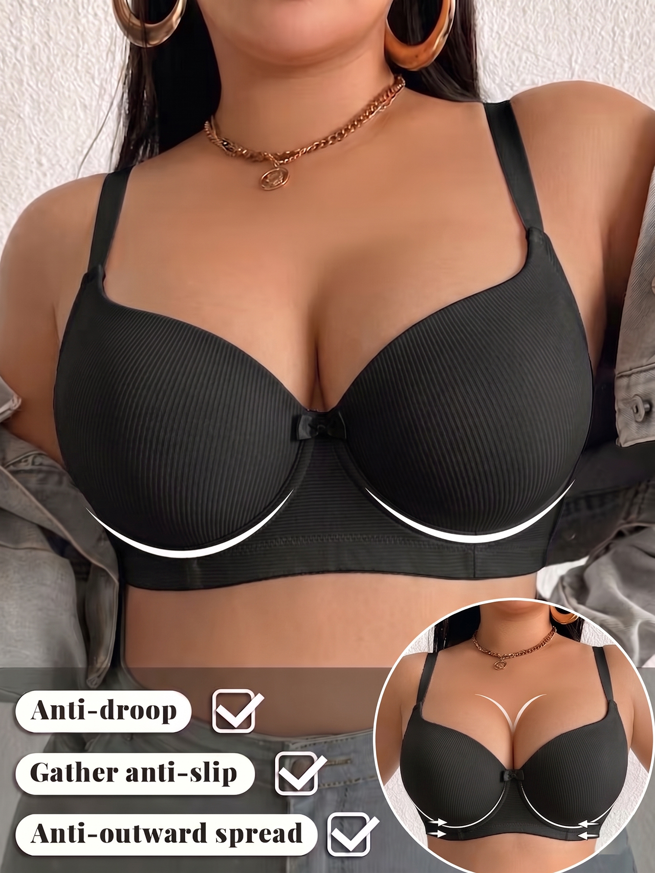 Plus Size Anti-Sagging Women B - огляд і ціна Push Up Bra Padded