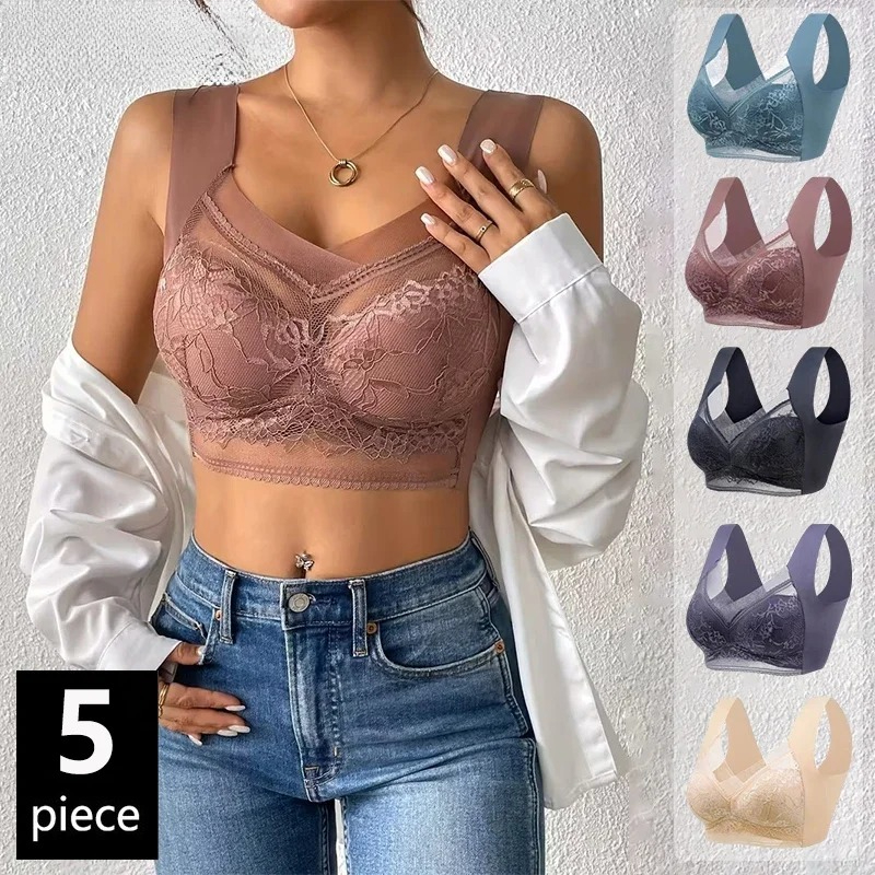 5PCS Plus Size Bras Women Lace - огляд і ціна Bralette Wireless Soft