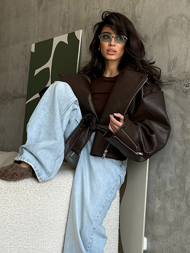 With Belt Leather Jacket Coat  - огляд і ціна Corset Waist Cinch