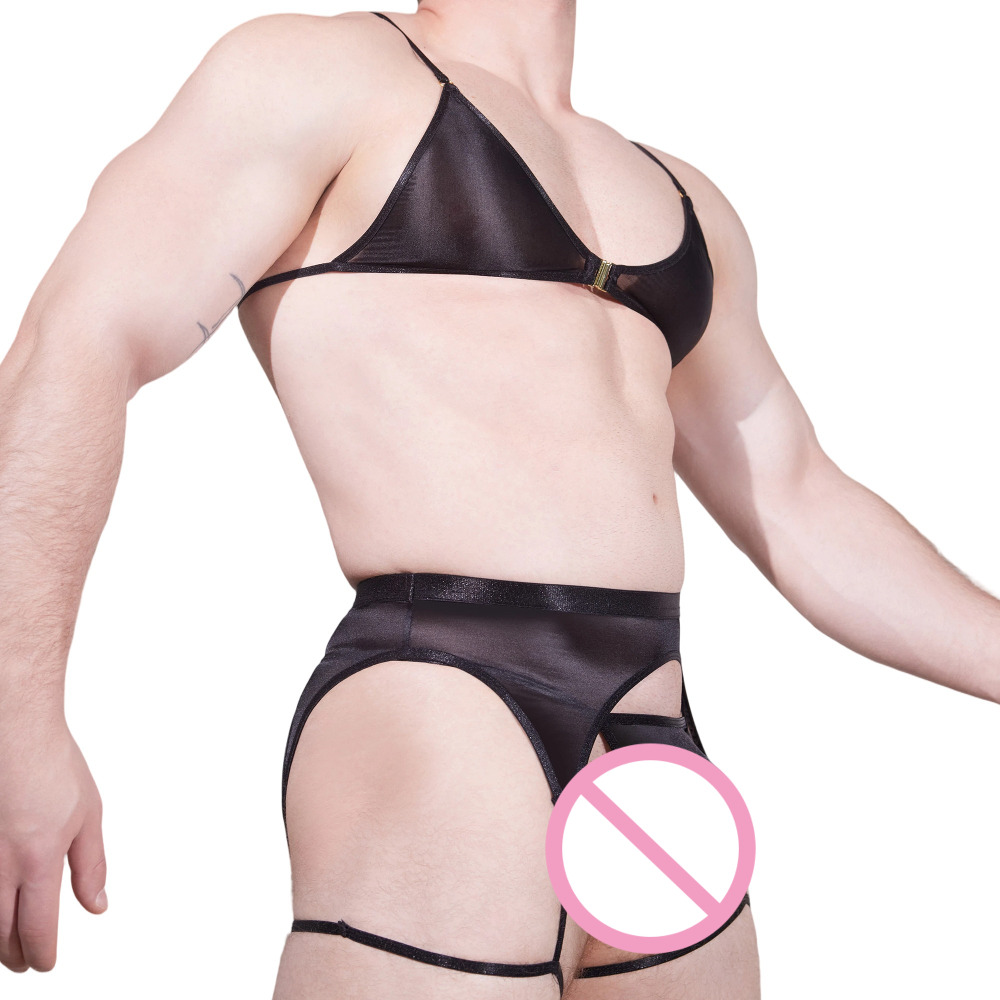 Men Novelty See-through Lace L - огляд і ціна Garter Belt Set