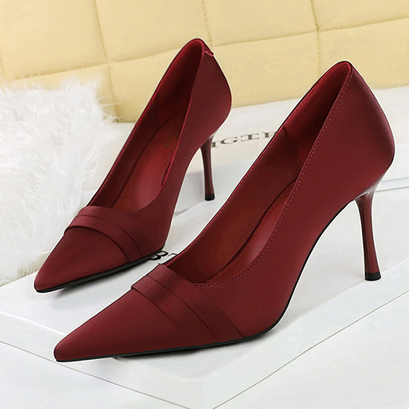 Women Elegant Burgundy 8cm Hig - огляд і ціна Slip Dress Satin