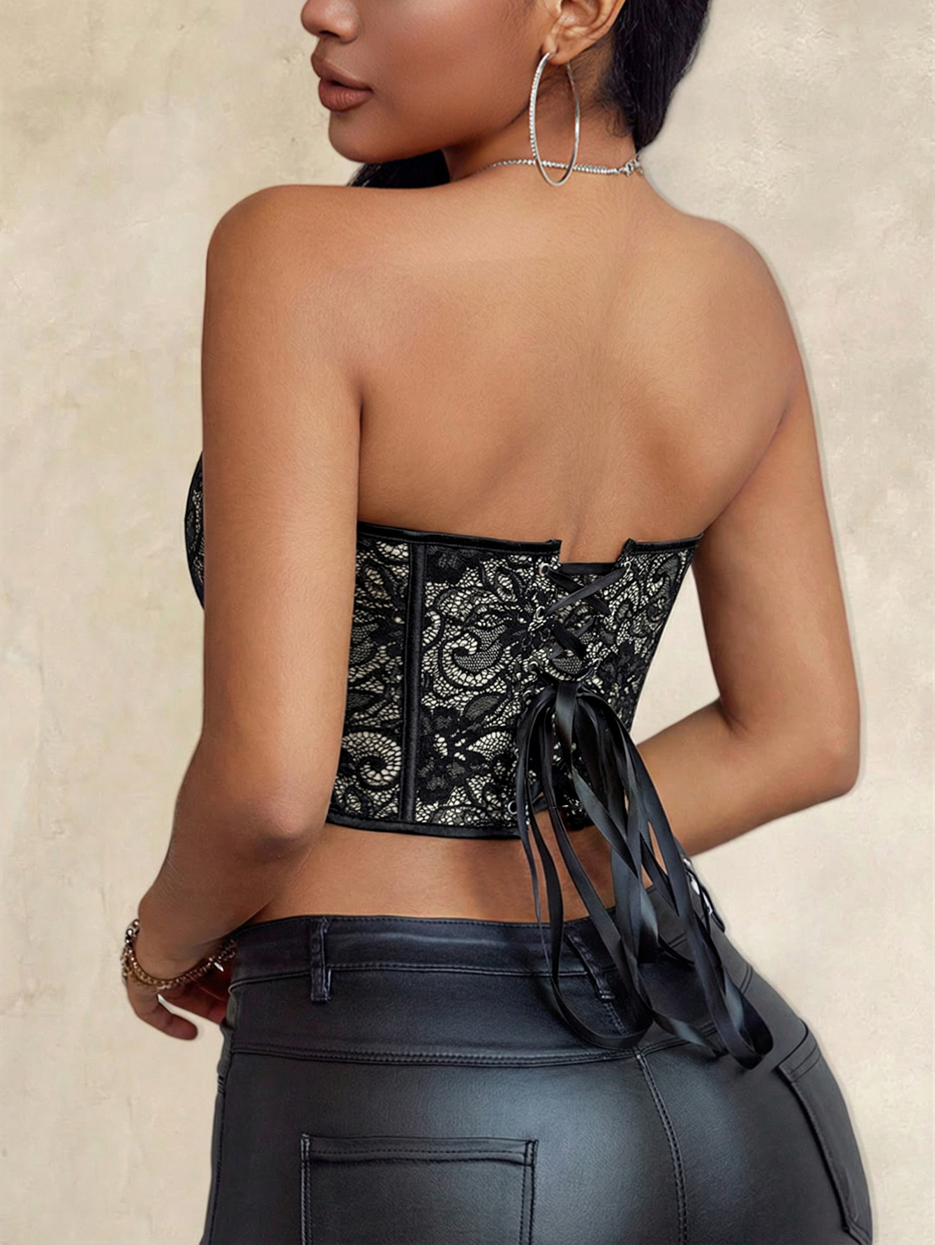 Sexy black lace heart-shaped s - огляд і ціна Strapless Bra Backless