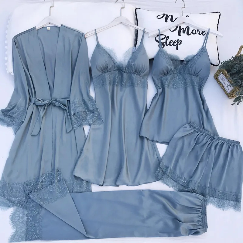 Pajamas Set Silk Satin Womens  - огляд і ціна Robe Silk Women