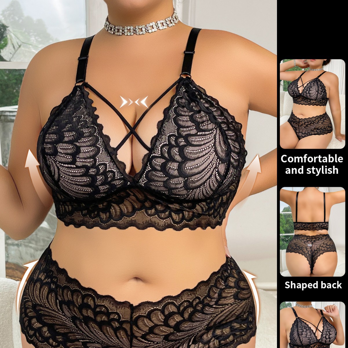 Plus Size Lingerie Set Wire-Fr - огляд і ціна Seamless Underwear Women