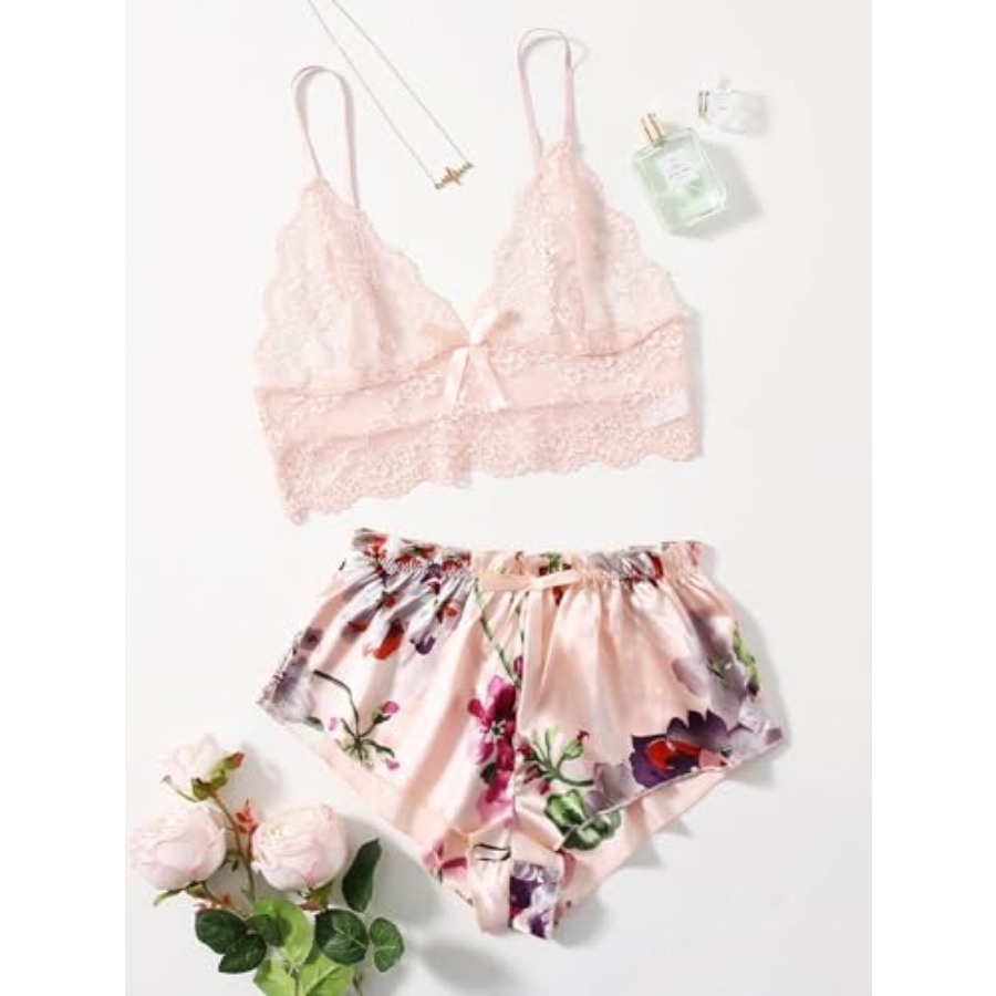 Women's 2 Pcs Lingerie Floral  - огляд і ціна Cami Top Lace