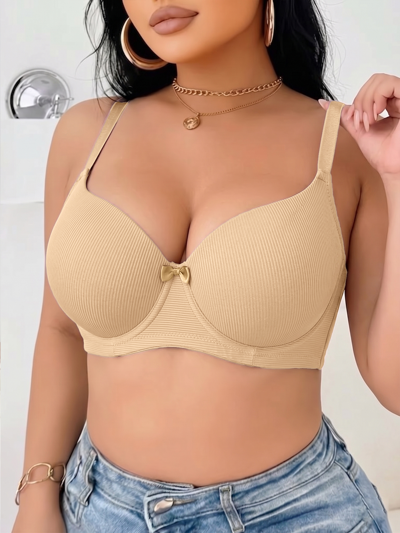 Plus Size Ribbed Women Bra Thi - огляд і ціна Push Up Bra Padded