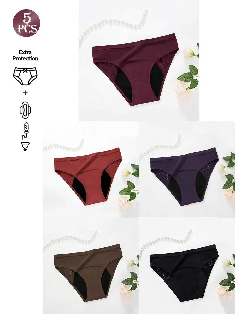5 Pcs Women Solid Color Absorb - огляд і ціна Period Panty Absorbent